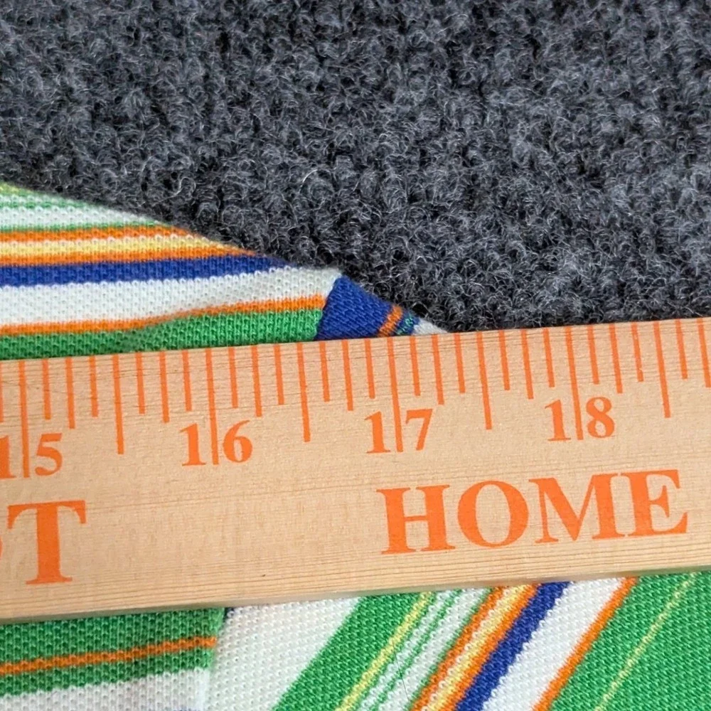 Polo Ralph Lauren Mens Small Custom Fit Green Striped Cotton Pique Polo Shirt